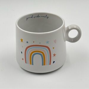 NWT Mainstays Good Vibes Only Rainbow Stackable Ceramic Mug